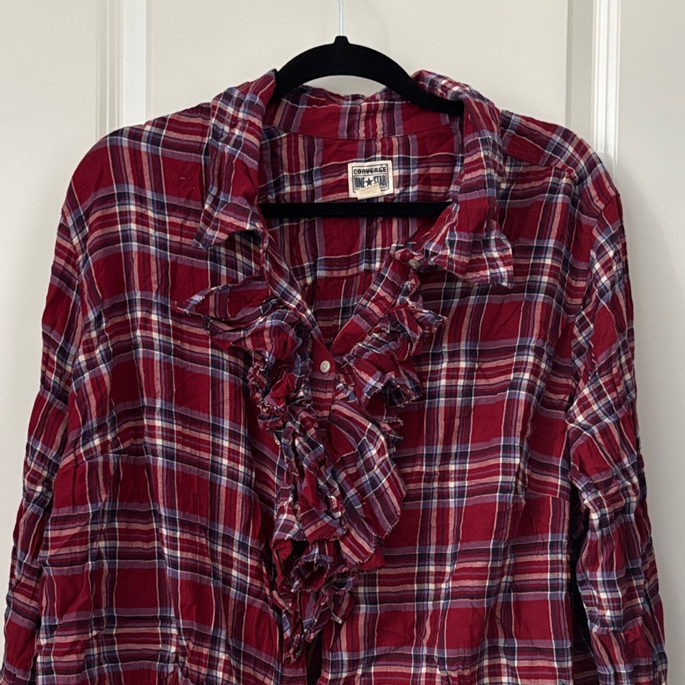 Converse Red Plaid Women's Top